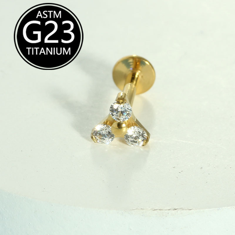 G23 Titanium Flower Internally Threaded Flat Back Lip Stud Ear Cartilage Piercing Jewelry detail image 7