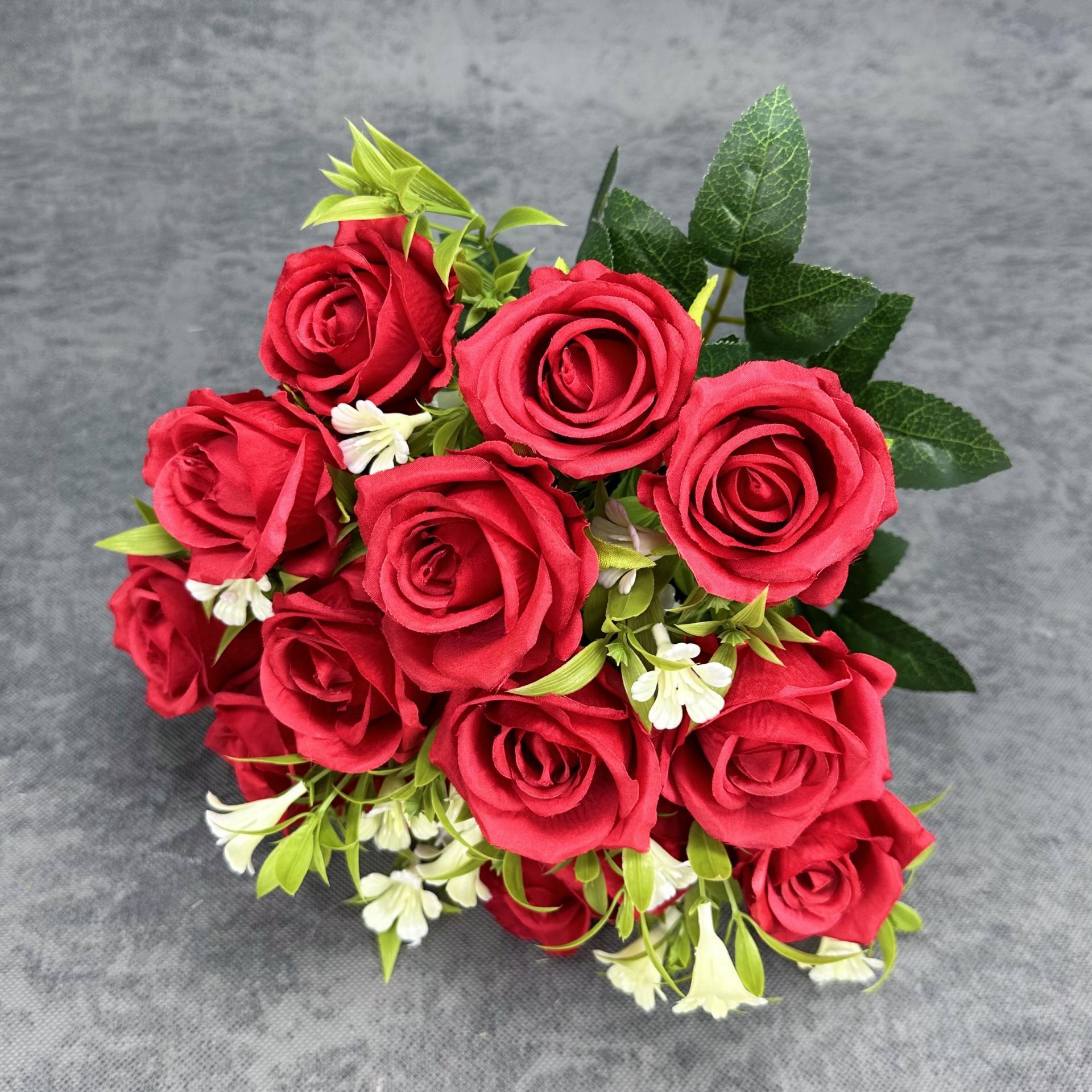 15 gran mano de la novia rosa imitación flores de boda decoración del hogar decoración de flores falsas transfronterizas al por mayor