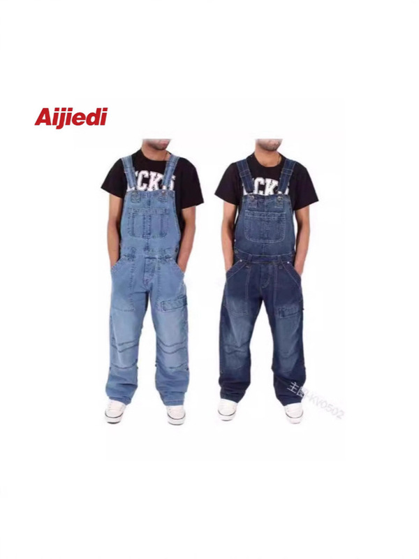 Multi-Pocket Denim Overalls with Thick Washed Fabric, Multi-Striped Leg Design, Workshop-Style Tech Men's Work Pants
