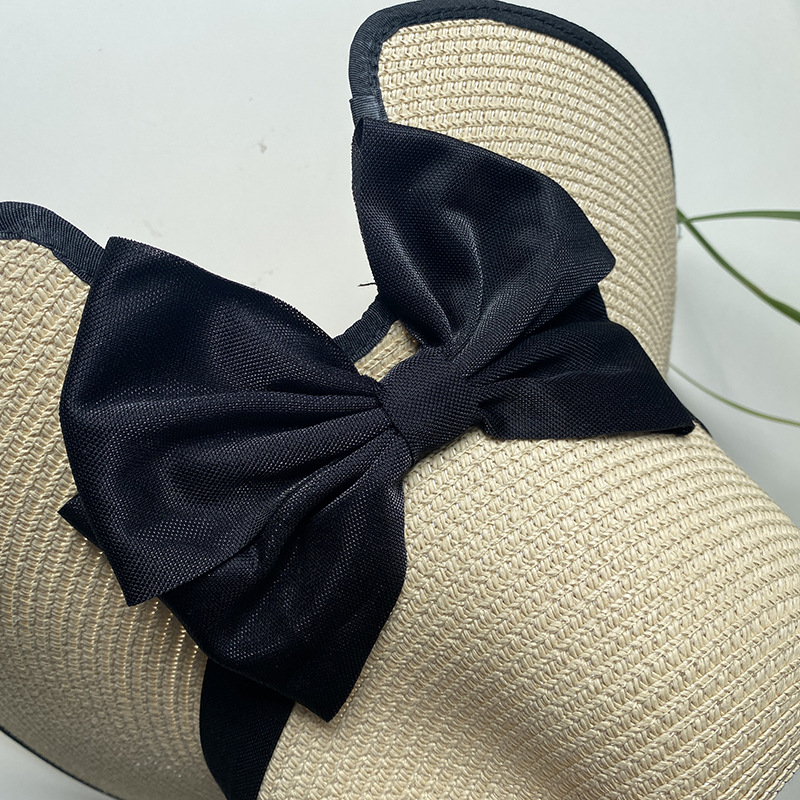 Straw women s new style rear slit big bow sun travel vacation beach hat summer large eave anti_voghion.com