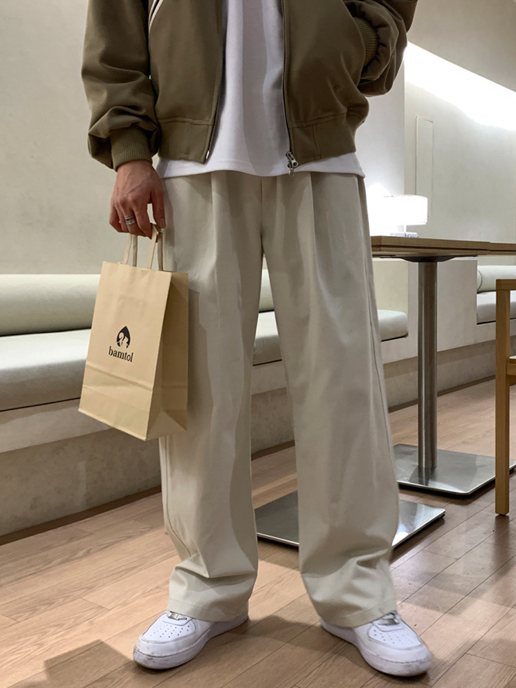 Myq高級感ストレートカジュアルパンツ男性春夏ゆるいズボン韓国版トレンドcleanfitワイドパンツ