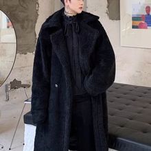 海宁冬季宽松中长款过膝加厚羊羔绒风衣男潮流泰迪熊棉服皮草大衣