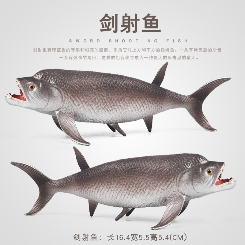 跨境實心仿真史前海洋猛獸玩具模型劍射魚旗魚硬骨魚綱科教擺件