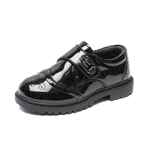 Boys' Leather Shoes 2024 Spring and Autumn Soft Sole for Middle and Large Children, New Performance Black Boys' British Style Student Children's Shoes