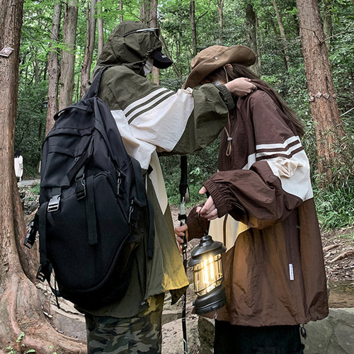 撞色防晒衣男夏季设计感小众情侣户外登山露营冰丝速干防晒服外套