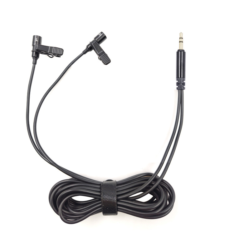 Teléfono móvil computadora micrófono estéreo doble micrófono Android collar clips entrevistas de grabación de video micrófono HD en vivo image 6