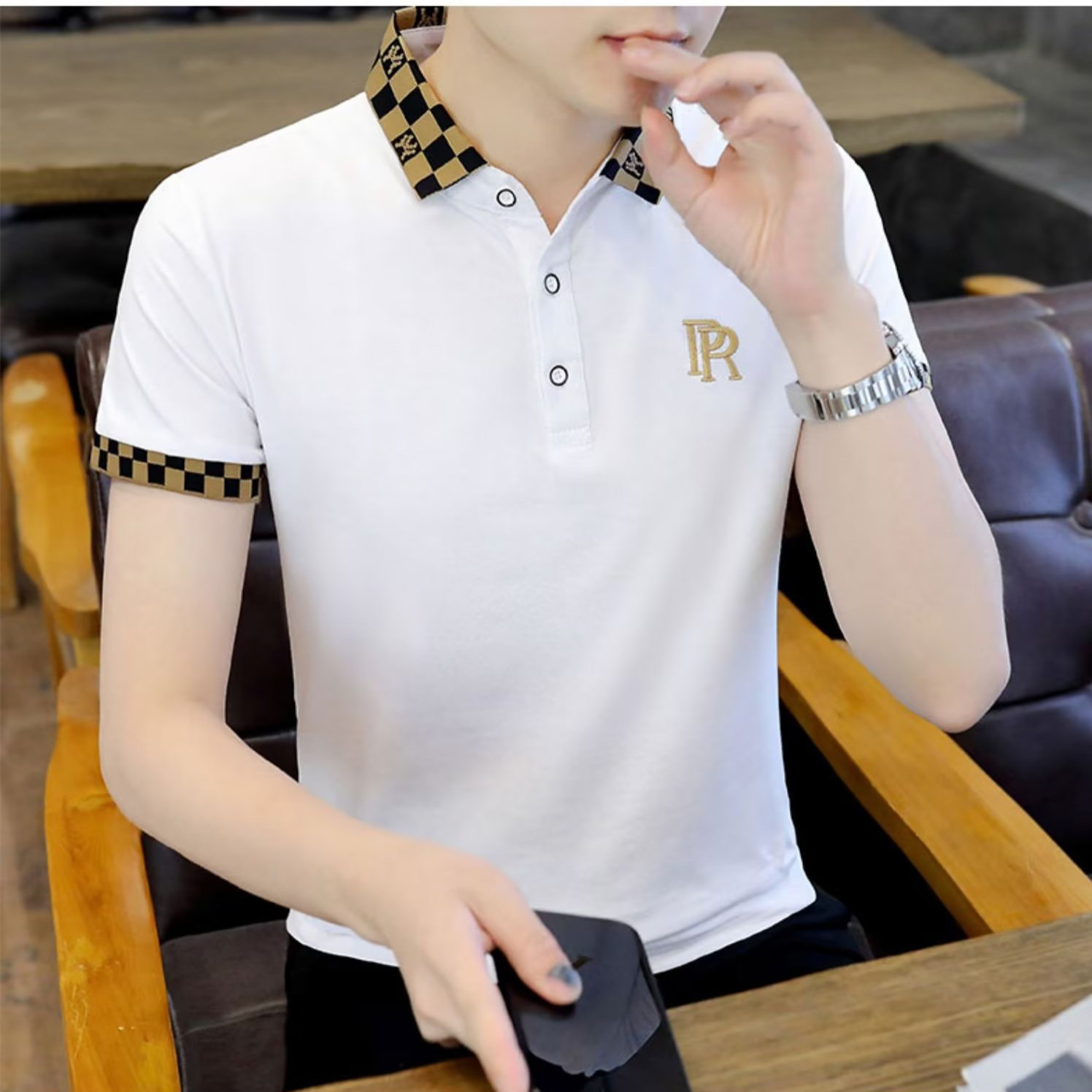 Directo de fábrica nuevo polo de manga corta de los hombres casual suelta más tamaño superior papá bordado hombres de media manga superior