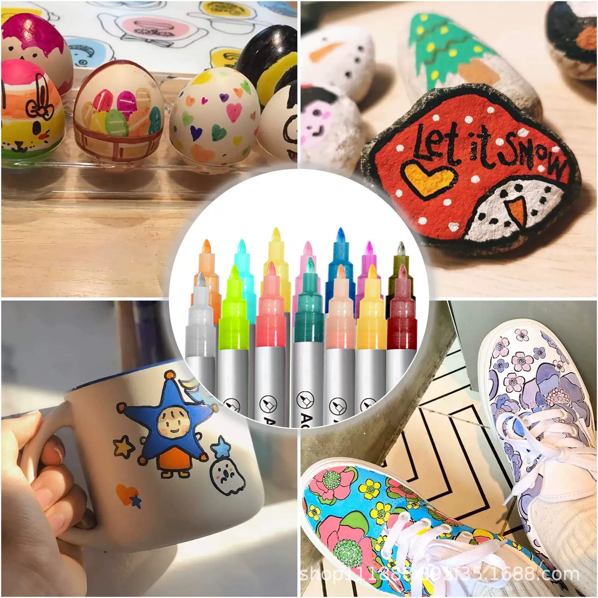 Capacious waterproof art brush for elementary school students, 12 colors, odorless, handmade, (Cross-border trading)