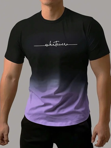 2025 Foreign Trade Simple Gradient 3D Printed Short-Sleeved T-Shirt—Hot-Selling European and American Cross-Border Breathable Men’s Clothing—Factory Direct Sales