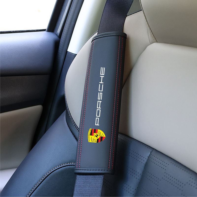 Universal – Seat belt shoulder pad Breathable Universal - porsche-black-red-line-shoulder-pad-single-piece