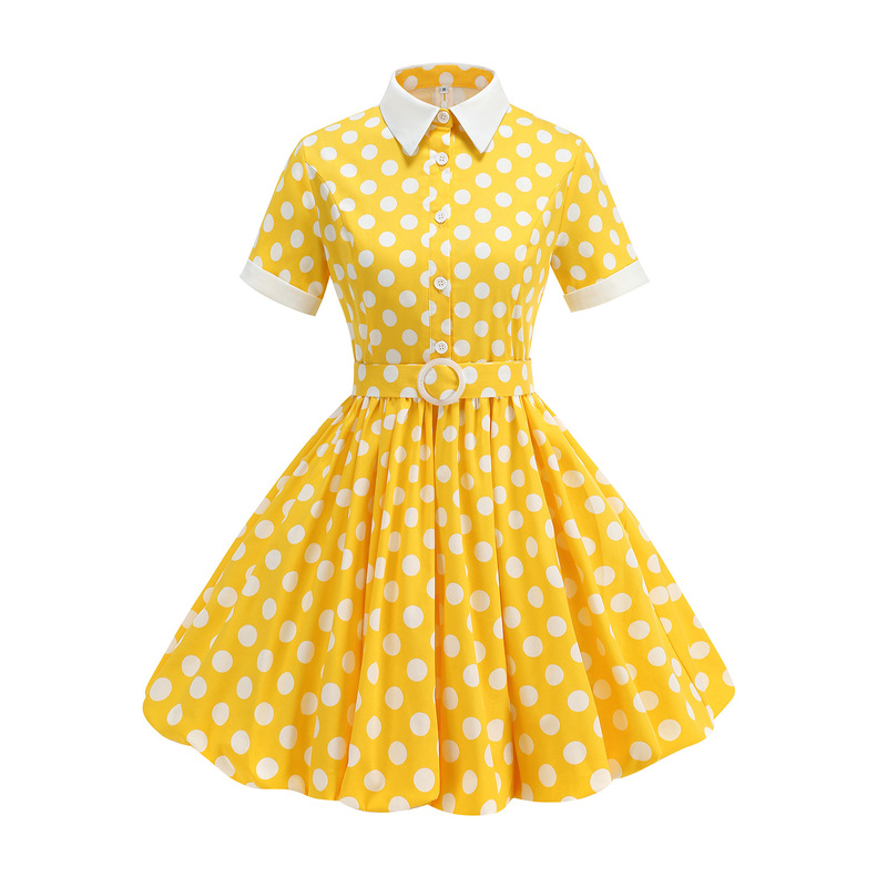 Retro Style Flower Bud Skirt, Summer Travel Palace Waist Dress, Annual Meeting Performance Costume, Large Swing Bubble Dress