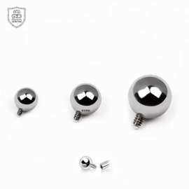 F136钛合金外螺纹圆球DIY唇钉舌钉替换球个性搭配珠穿刺饰品配件