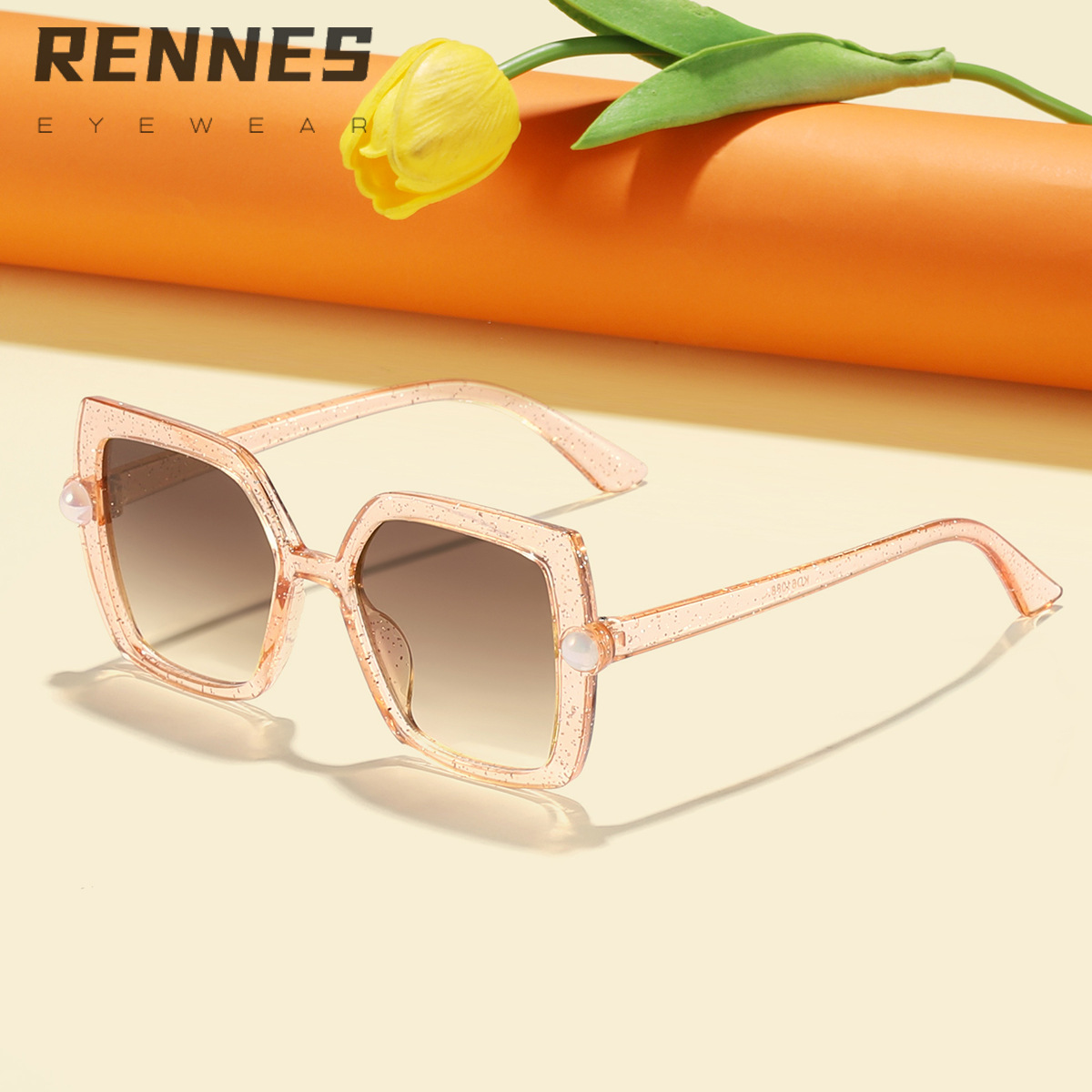 Nuevos accesorios de perlas transfronterizos para niños Gafas de sol para exteriores cuadradas de color caramelo Gafas de sol de tiro callejero para bebés lindos