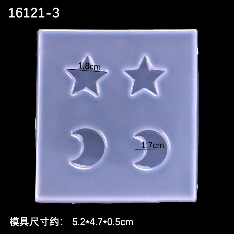 Espejo mini figura Linda silicona molde DIY Stud pendientes colgante epoxi estrella corona peces amor corazón cuadrado redondo