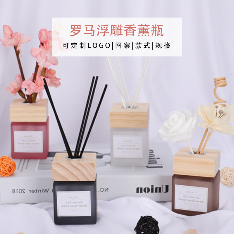 Botella de aromaterapia sin fuego de vidrio cuadrado 100mL botella vacía decoración del hogar coche fragancia perfume expansión sub-botella de aceite esencial