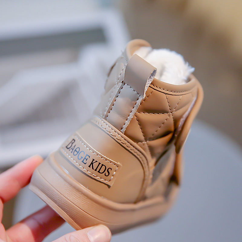 Scarponi da neve per bambini, scarpe in morbido cotone isolante, scarponi invernali medi e grandi per bambini, pane in velcro_voghion.com