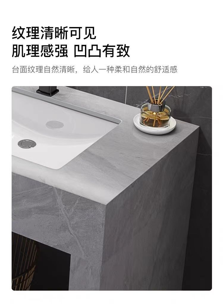 Modern and simple marble double-basin bathroom cabinet combination, washbasin, public bathroom, floor-standing bathroom undefined