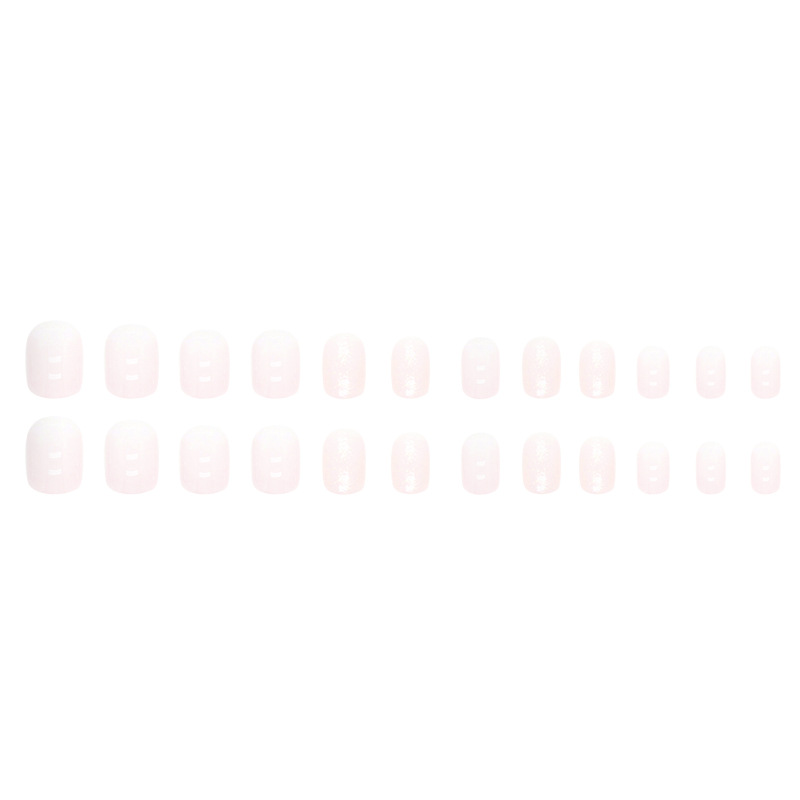 Art de fille simple, rose, tendre et doux, doux et mignon, paillettes aurore, faux ongles roses, morceaux d'ongles courts portables_voghion.com
