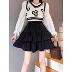 松紧新款高腰显瘦蛋糕半身裙a字短裙女小个子黑色防走光蓬蓬夏季