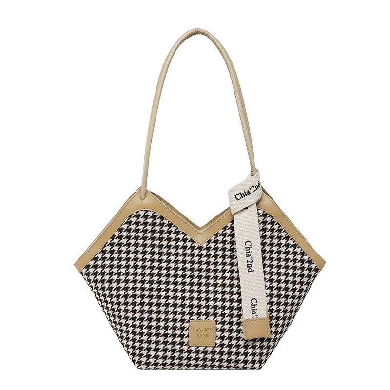 2025 nuevo estilo bolso de hombro con textura bolso de hombro a cuadros de gran capacidad bolso de viaje de aire extranjero cesta de verduras bolso femenino