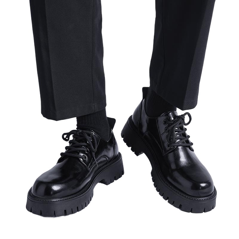 가죽 신발 남자의 가을 새로운 마틴 부츠 영국 비즈니스 원피스 큰 머리 두꺼운 단독 증가 웨딩 신랑 캐주얼 신발