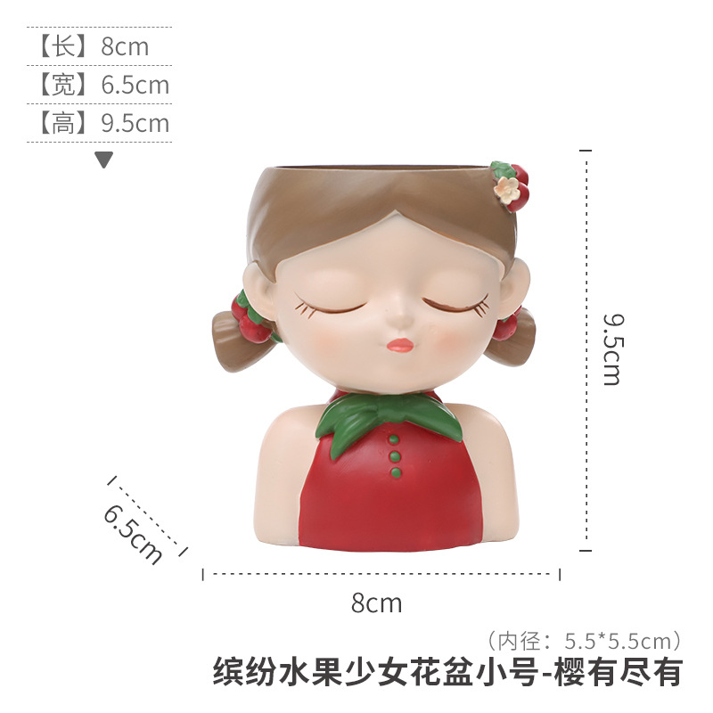 Chậu cây hình cô gái resin, chậu mọng nước mini, trang trí sân vườn, ban công và bàn làm việc (RG-238)