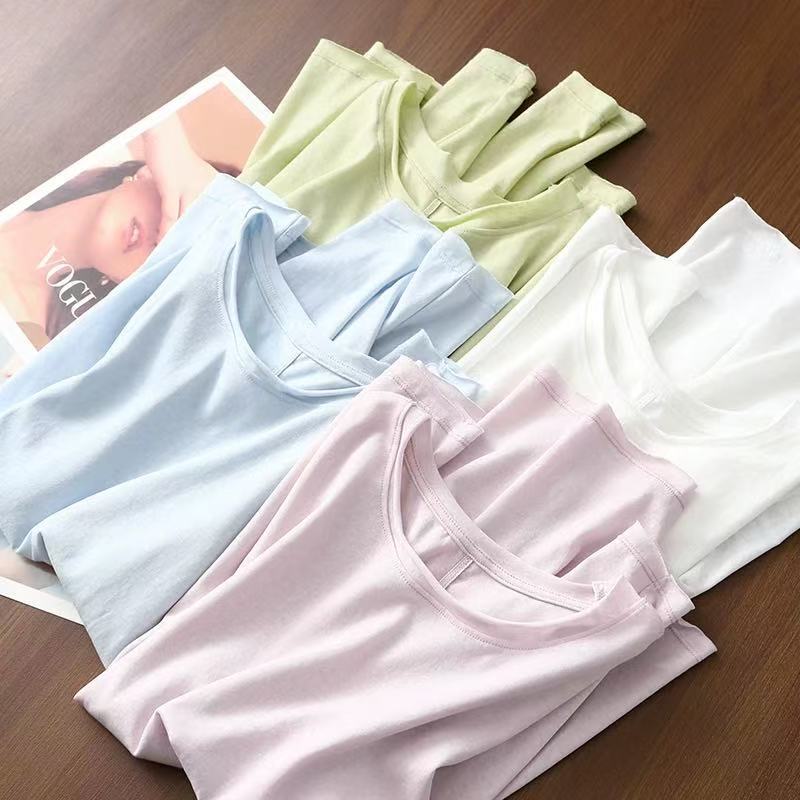 Love at First Touch: Soft Tencel Cotton Thin Round-Neck Long-Sleeve T-Shirt with Rolled Hem and Back Seam Z0326F Love at First Touch: Soft Tencel Cotton Thin Round-Neck Long-Sleeve T-Shirt with Rolled Hem and Back Seam Z0326F