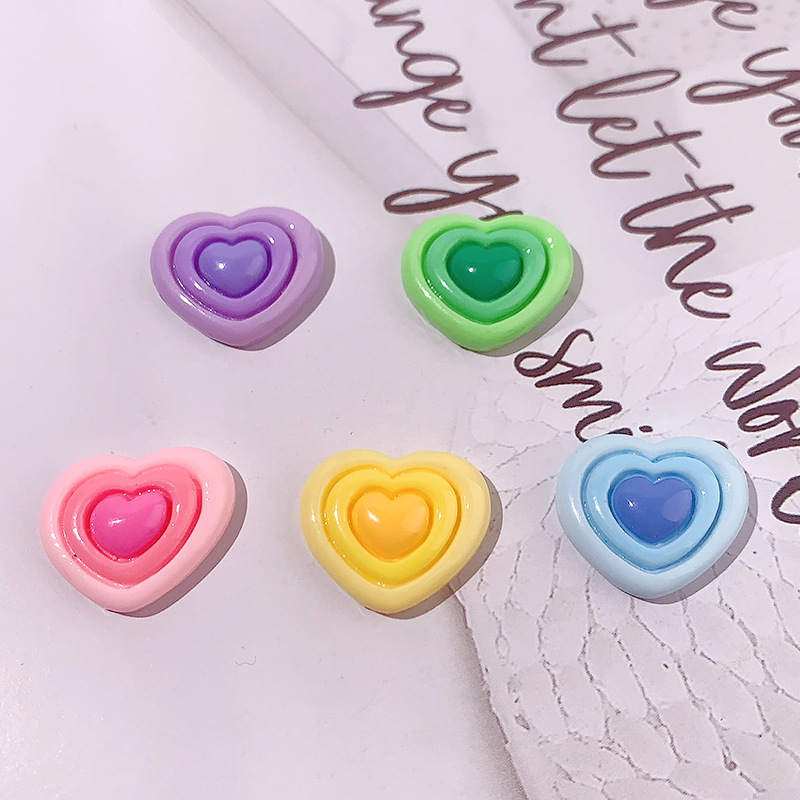 Transfronterizo macarón tres capas de amor accesorios de resina DIY adornos de cabello de cáscara de teléfono móvil agujero de hebilla de zapatos material hecho a mano al por mayor