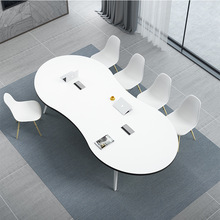 新品创意多人椭圆形小型会议桌8字型简约现代接待桌洽谈桌椅组合