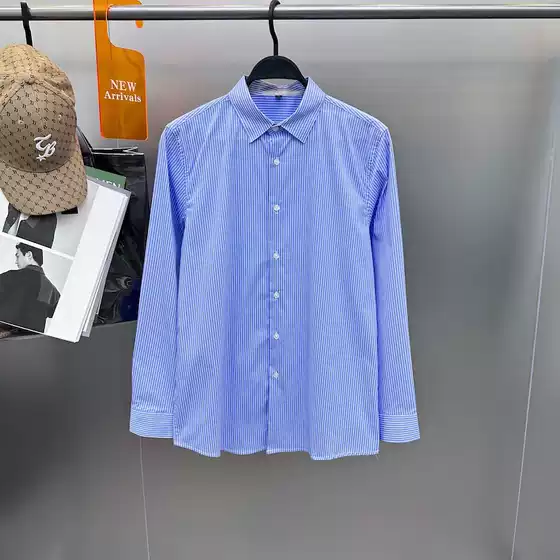 Men's spring and autumn business shirt striped simple long sleeve fashion casual men's blue shirt BWCAC3498