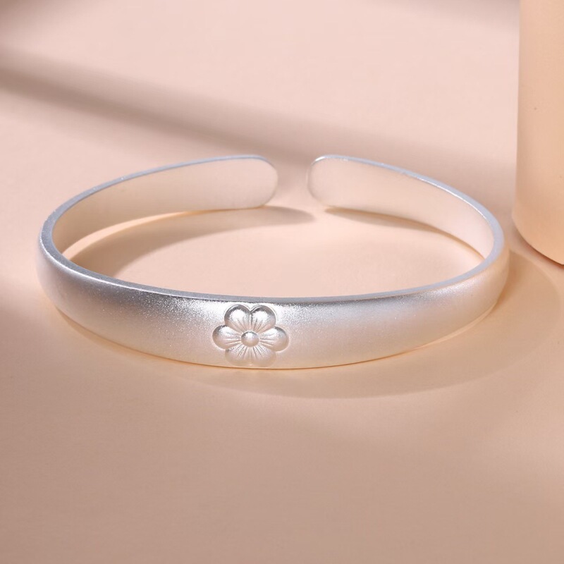 9600# Pure Silver 999.9 Luxury Peach Blossom Bracelet for Grandma, Personalized Open-Ended Versatile Bracelet Live Broadcast