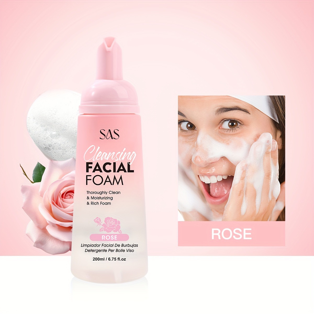 USHAS European and American Cross-border spot mousse limpiador facial aminoácido limpiador desmaquillante SAH027-30 de limpieza profunda