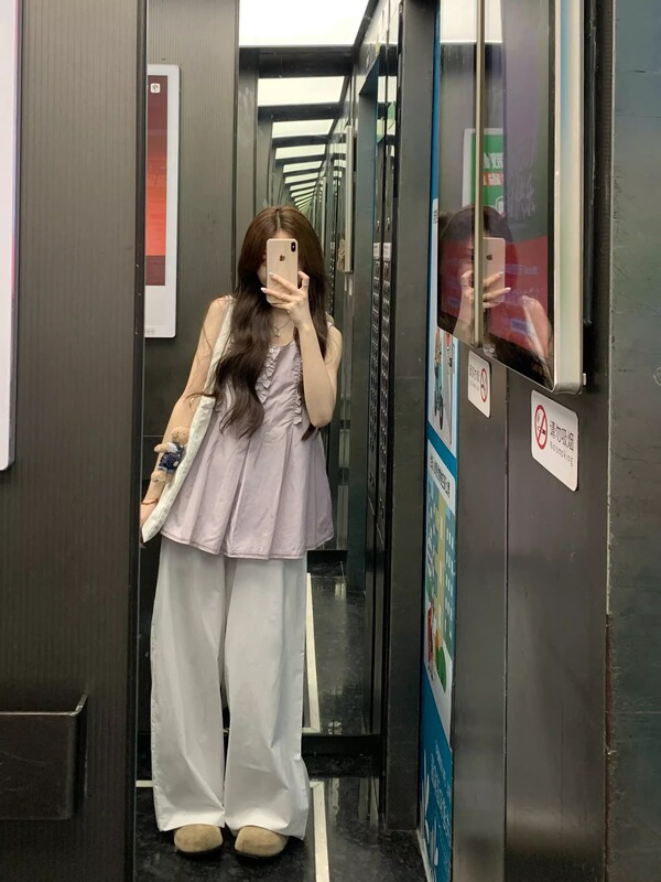 2025年女性用のとても美しい夏のスーツ、2025年の新しいスタイルのサイドノースリーブベスト、ワイドレッグパンツの2点セット、とても美しくて美しい|undefined