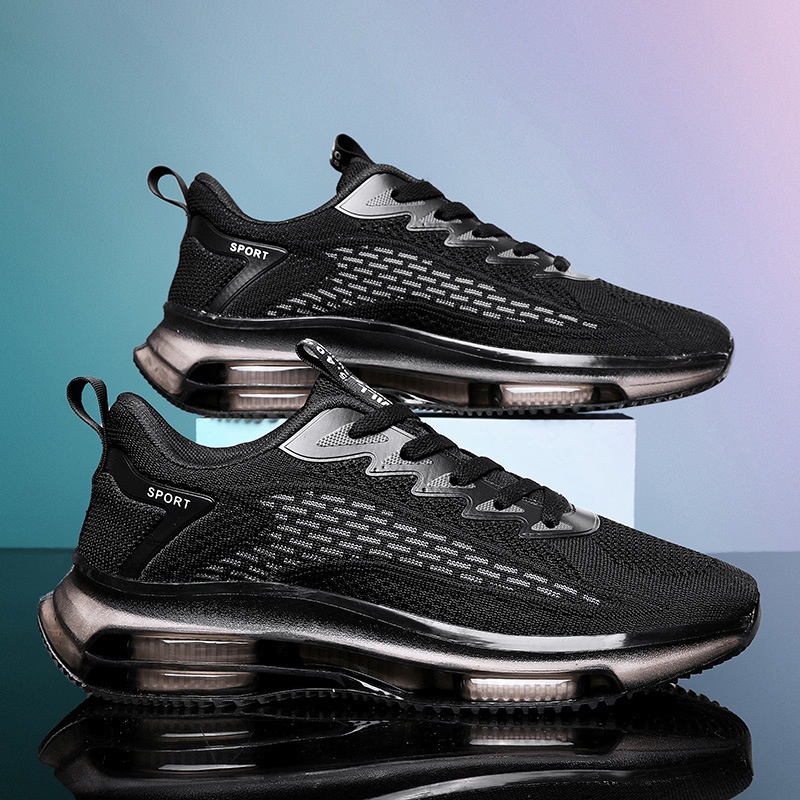 Men's shoes 2022 Spring and Autumn new full palm air cushion running trend sneaker breathable all-match soft bottom daddy shoes