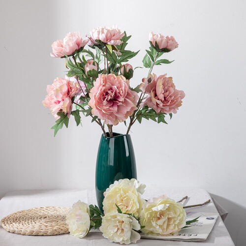 Chinese style single branch peony artificial flower manufacturer home decoration wedding bouquet flower road lead flower wall DY1-1911A
