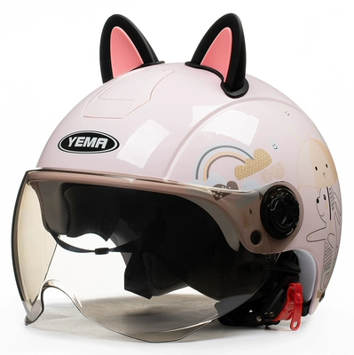 Motosiklet dəbilqələri – Electric Battery Motorcycle Helmet Helmet - one-size-fits-all-pink-rabbit-black-pink-w-comes-with-warm-ear-protection-removable