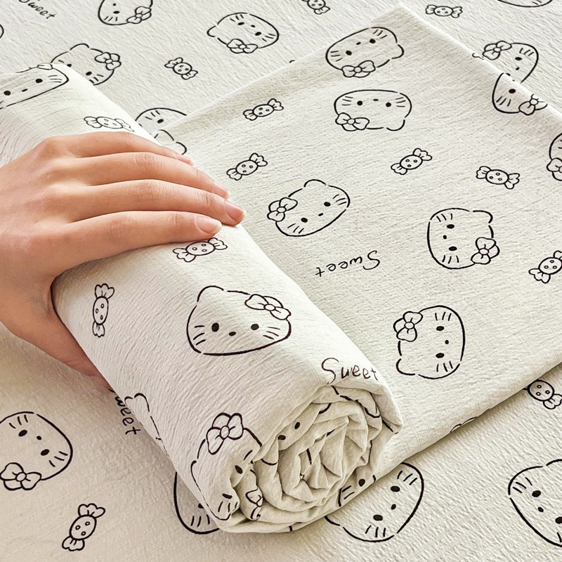 Sábanas de gasa de doble capa de una sola pieza nueva, sábana para dormir desnuda, juego de tres piezas, cama doble de celebridades de Internet, cama kang, sin correr, sin resbalar