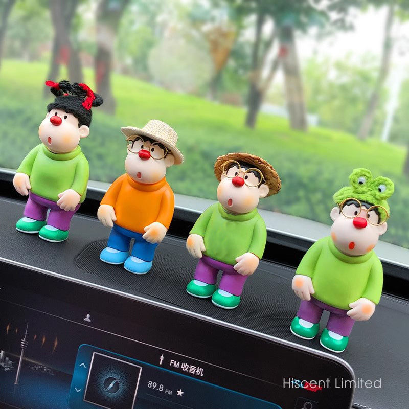 귀여운 팡 타이거 센터 콘솔 장식 장식품 자동차 인형 수제 2024 새로운 자동차 장식 생일 선물