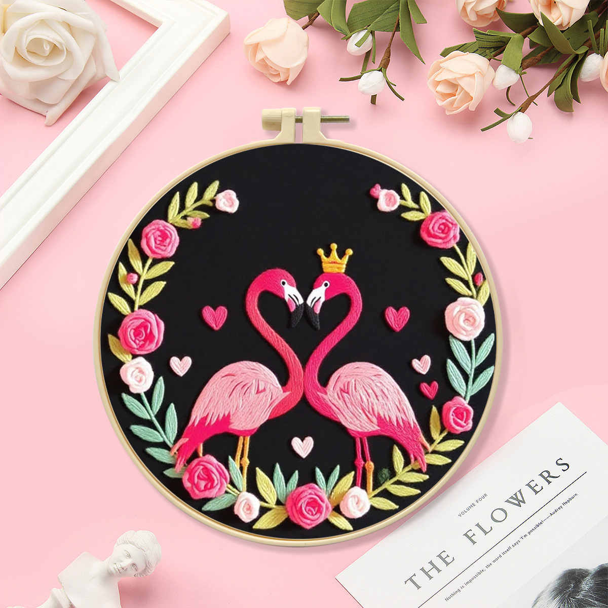 SHEIN venta caliente diy bordado a mano con marco bordado flamenco simple no bordado completo decoración del hogar