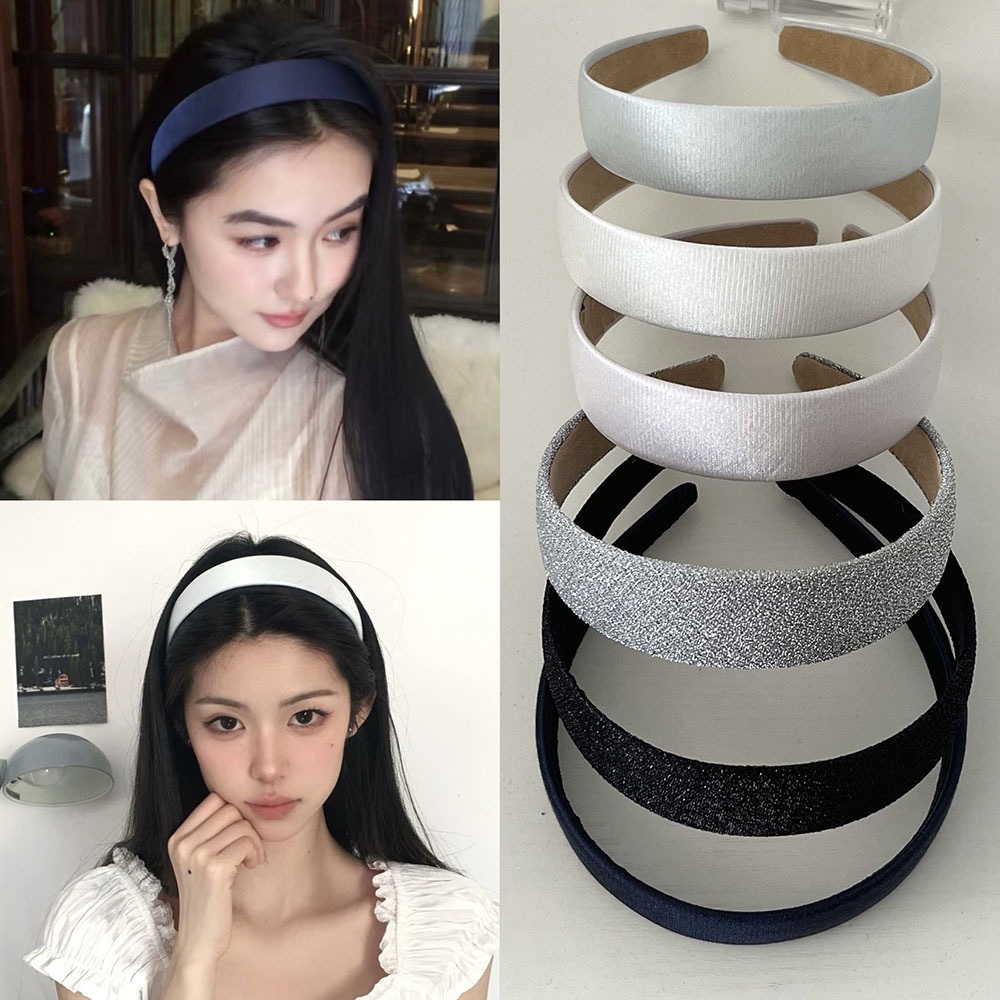 American-Style Pearlescent Satin Headband, Simple and Versatile, Makes the Face Look Smaller, Ins-Style High-Top Wide-Brimmed Headband for Women
