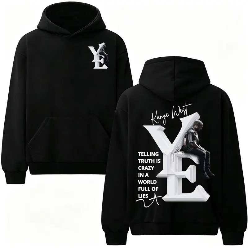 Kanye high-street style autumn and winter hooded sweatshirt, unisex, trendy, fashionable, and versatile loose-fit pullover