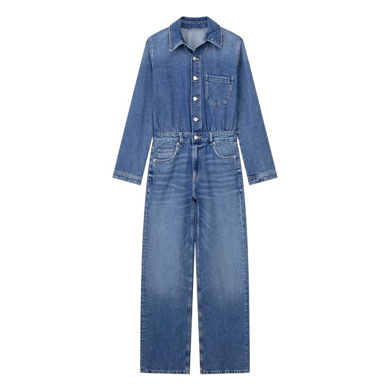 Primavera 2023 nuevo estilo de la calle de las mujeres de moda de la calle moda casual recta Denim mono