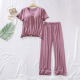 Modal Pajamas with Chest Pad Women's 2022 New Summer Thin Loose Short-sleeved Capri Pants Two-piece Home Clothes