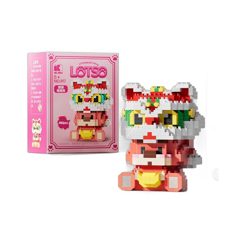 Compatible Le Strawberry Bear Bloques de construcción de micropartículas muñecas de dibujos animados para niños Juguetes de rompecabezas Niñas Regalo del Día de los Niños