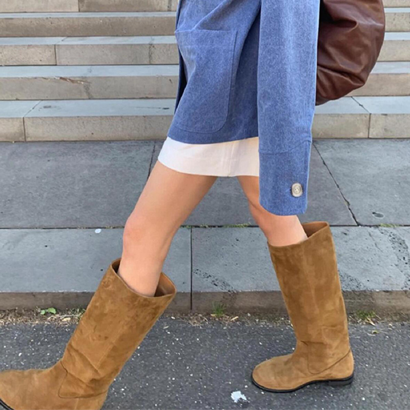 Sheepskin Version ~ K-Style of Large Suede High-Top Western Boots for Women, Flats-Soled Slimming Look Over-The-Knee Boots, Knight Boots Sheepskin Version ~ K-Style of Large Suede High-Top Western Boots for Women, Flats-Soled Slimming Look Over-The-Knee Boots, Knight Boots