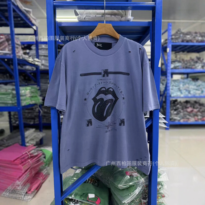 Play Hollywood X Rolling Stones Washed and Distressed Short-Sleeve T-Shirt Play Hollywood X Rolling Stones Washed and Distressed Short-Sleeve T-Shirt