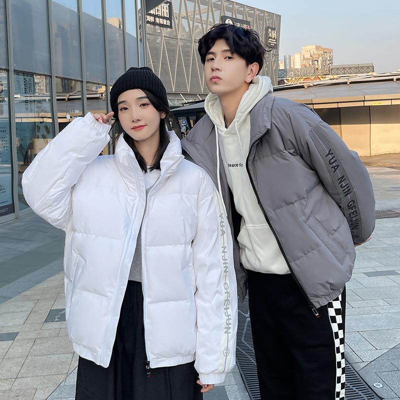 Winter fleece-lined Down Jacket Men's Korean Style White Duck Down Fashionable Vertical Collar Cotton-padded Jacket Men's Couple's Coat Student's Warm Cotton-padded Jacket Winter fleece-lined Down Jacket Men's Korean Style White Duck Down Fashionable Vertical Collar Cotton-padded Jacket Men's Couple's Coat Student's Warm Cotton-padded Jacket