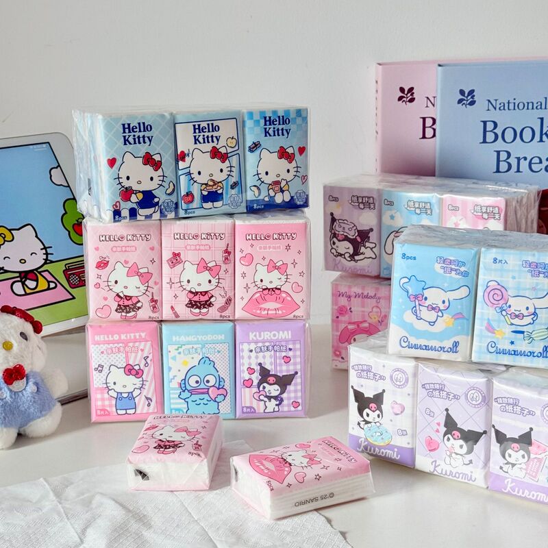 Authentic Sanrio Solid Color Handkerchief Paper Hello Kitty 9-Pack Tissue Cute Portable Small Pack Facial Tissue Authentic Sanrio Solid Color Handkerchief Paper Hello Kitty 9-Pack Tissue Cute Portable Small Pack Facial Tissue