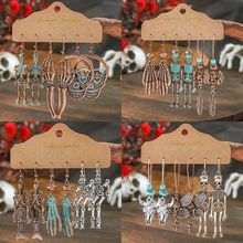 欧美跨境万圣节套装组合情侣耳环饰品蜘蛛鬼骷髅个性夸张耳坠耳钉