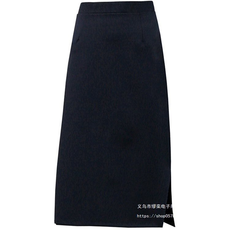 (High Quality) Summer Thin Style Casual Mid-Length Skirt with Side Slits and Drapey A-Line Silhouette, Elastic Waist, Black (High Quality) Summer Thin Style Casual Mid-Length Skirt with Side Slits and Drapey A-Line Silhouette, Elastic Waist, Black
